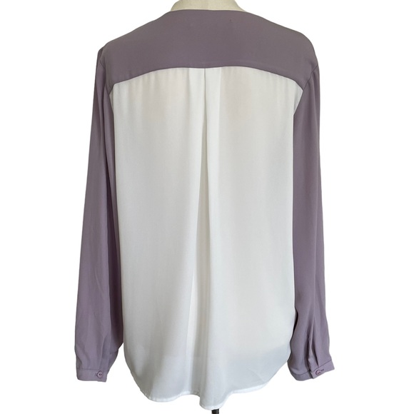 LIZ JORDAN Sz10 White and lilac blouse with button front detailing - Picture 6 of 9